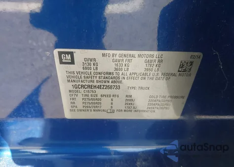 2014 Chevrolet Silverado 1500 1Lt z USA, uszkodzony, nr VIN 1GCRCREH4EZ268733